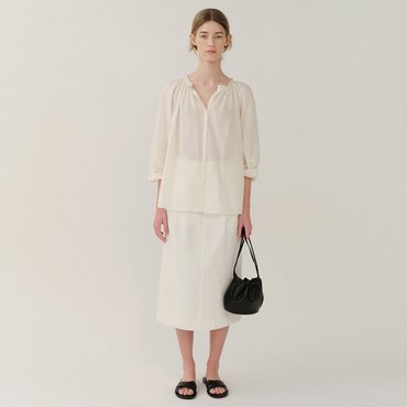 킨더살몬 Gather Cotton Blouse Ivory