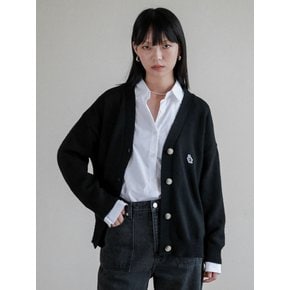 Lossy  Cashmere Patch V Cardigan_black