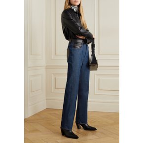 The Martin Faux Leather-trimmed High-rise Straight-leg Jeans 다크 데님