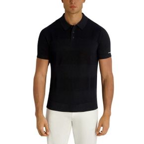 칼라거펠트 맨즈 Short-Sleeve Regular-Fit Spread Collar 폴로 스웨터 - 블랙 26255028 1338927