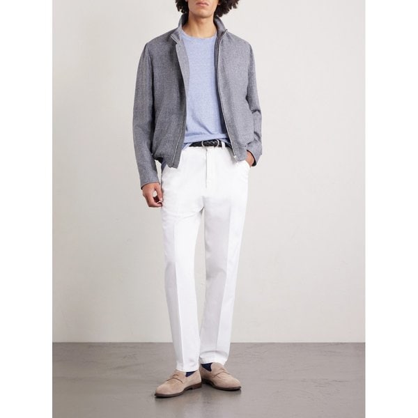 브루넬로쿠치넬리 슬럽 리넨 코튼 블렌드 저지 티셔츠 46376663163000294