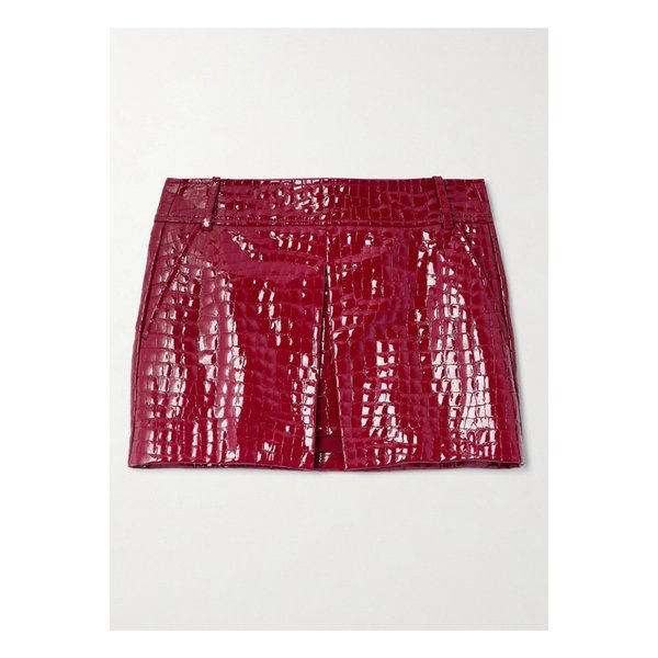 크로크 효과 페이턴트 가죽 미니 스커트 1647597349909305