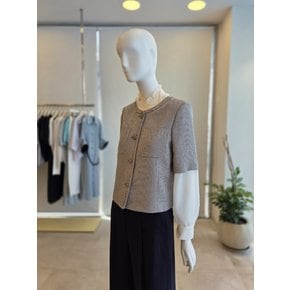 [여주점] [더 아이잗] 여성 린넨 프린지 라운드넥 크롭 재킷(IS6A0JK211)