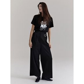 Surin Pintucked Wool Wide Pants - Black