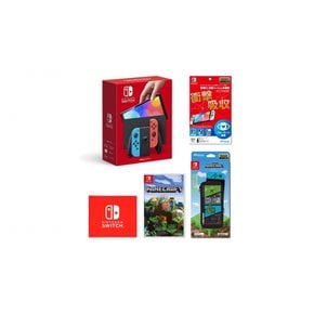 Nintendo Switch (유기EL 모델) Joy-Con (L) 네온블루  (R) 네온레드 +마인크래프트