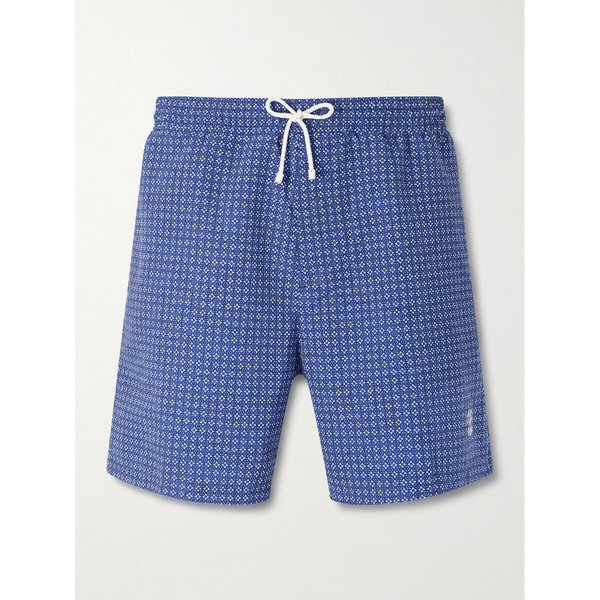 브루넬로쿠치넬리 스트레이트 레그 미드 렝스 로고 자수 프린트 스윔 쇼츠 46376663163000317