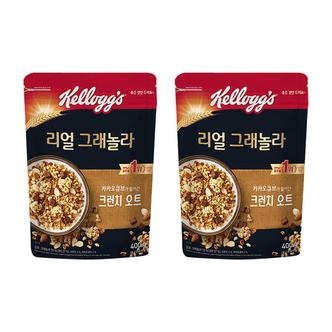  켈로그 리얼 그래놀라 크런치 오트, 400g, 2개