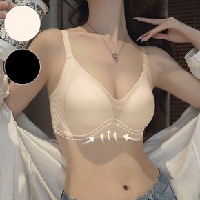 노와이어 심리스 뽕브라 저중심 부유방커버 볼륨 브래지어