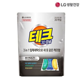  LG생활건강 테크 3D캡슐세제 3챔버 리필 30입1개