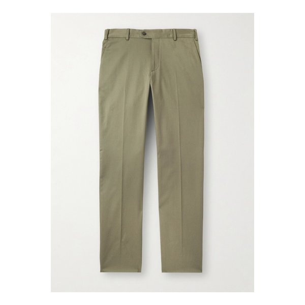 브리오니 피엔차 테이퍼드 코튼 혼방 트윌 팬츠 그린 46376663162903534