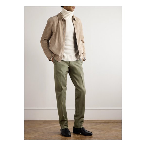 브리오니 피엔차 테이퍼드 코튼 혼방 트윌 팬츠 그린 46376663162903534