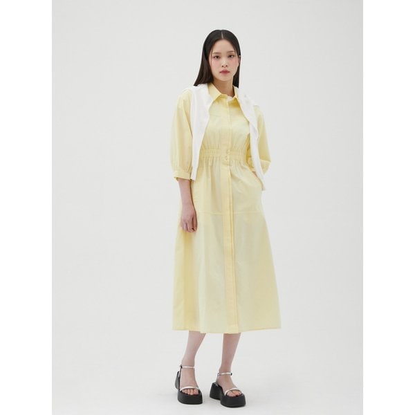 카라 허리스모킹 퍼프원피스 AQ1WO321