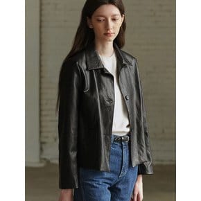 Leather short jacket (Black)