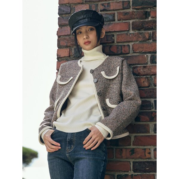 [리퍼브] NEWYORK TWEED POCKET JACKET_BROWN