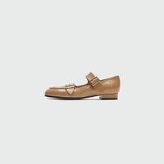 ZOUBLE Double Buckle Leather Loafer - Camel