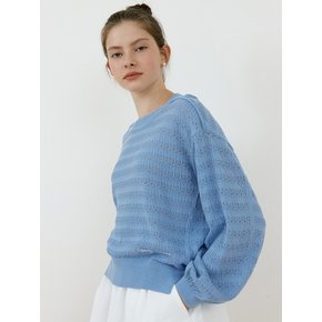 24 summer Rohan round semi-crop knit_Sky blue