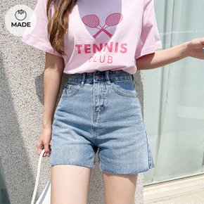 파도 연청 워싱 컷팅 반바지 4부 하프 데님팬츠_P324917687
