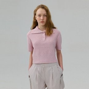 Boucle Open Collar Knit_PINK