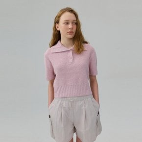 Boucle Open Collar Knit_PINK