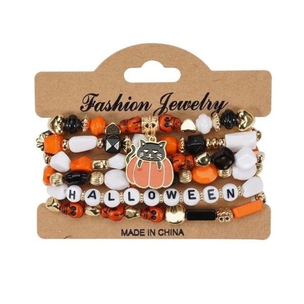 고품질 (별별창고) 할로윈 비즈 팔찌 6개 1세트 파티 소품 기념품 장식 선물 (WFJLCO8)