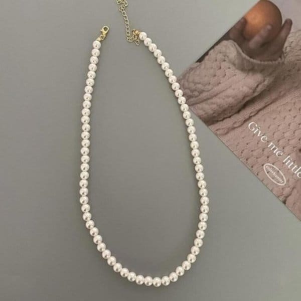 [옷자락] 여성 일상용 인조진주 심플 고급 목걸이