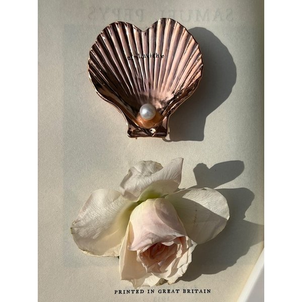 빈티지 진주 하트 조개 그립톡 메탈 로즈골드