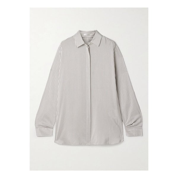 반다 스트라이프 실크 셔츠 라이트 그레이 1647597359626207