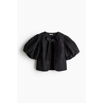 H&M 에이치엔엠 벌룬 소매 블라우스 1233484001 NEGRO