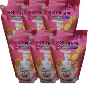 아이깨끗해 레몬향 450ml x 6개 리필 파우치 거품