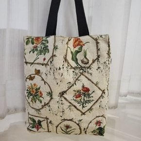 여성 꽃무늬 미니 손목 면 에코백 가방 　