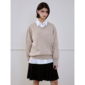 Wool Blended Vneck Knit [Beige]