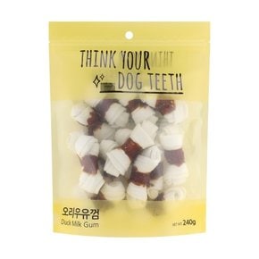 ThinkYourDogTeeth 오래먹는 강아지간식 오리딩고 우유껌 15P 240g