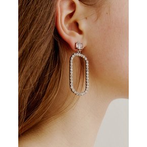 Pure Square & Oval Cubic Earring