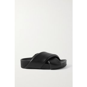 Leather Platform Slides 블랙