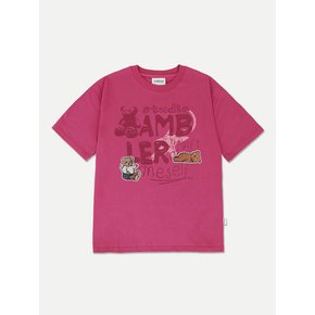 Bear Patch Over fit T-Shirts AS1106 (Pink)