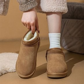 [옷자락] 여자 남자 겨울커플화 털안감 스티치 발목길이 앵클부츠