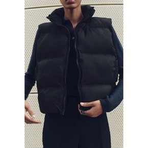 ZARA 윈드브레이크 퀼트 패딩 베스트 조끼 블랙