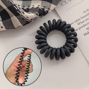 검정 스프링 전화선 머리끈 3.5cm 1개