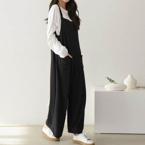 와이드 끈 점프수트 레이어드 뷔스티에 멜빵바지  임부복 R583_P415453791