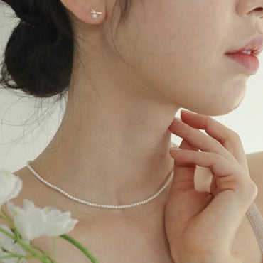 모던라이크 [ 모던라이크 / 본사 정품 ] 실버 925 화이트 핵진주 목걸이 2mm