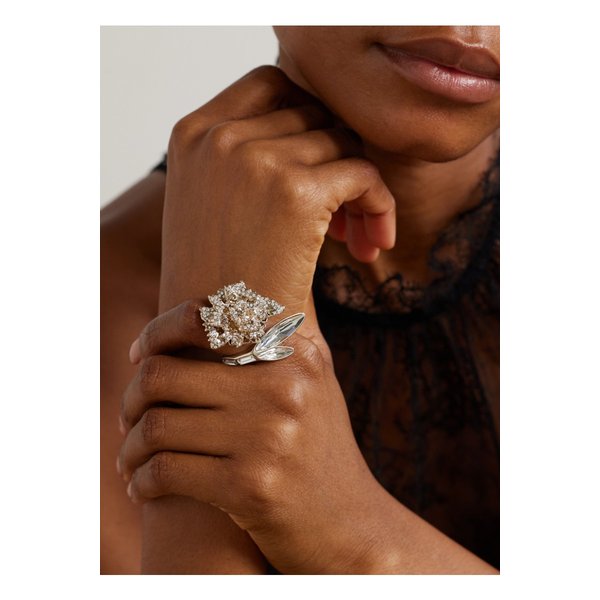 카네이션 골드톤 크리스털 링 실버 46376663162956257