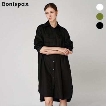 보니스팍스 스퀘어 포인트 셔링 트임 셔츠 원피스 (XO7OP010M0)