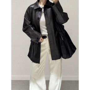 카프스킨 터치 레더 하프자켓 YMSH26FW241_P440784354