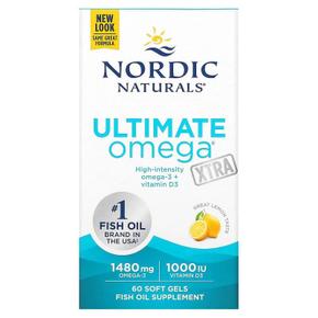 [해외직구] Nordic Naturals 노르딕네추럴 얼티메이트 오메가 엑스트라 레몬향 740mg 비타민D 60소프트젤 2팩 Ultimate Omega Xtra Lemon 740 mg 60 S