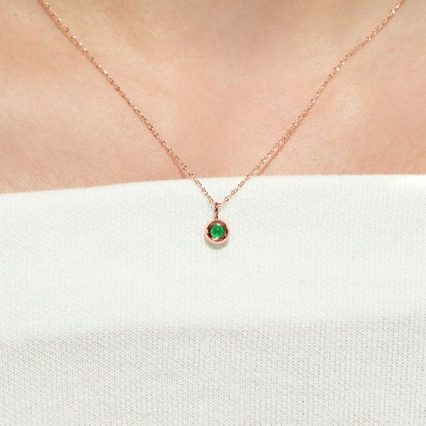 14K 탄생석 목걸이 펜던트 5월 에메랄드 큐빅