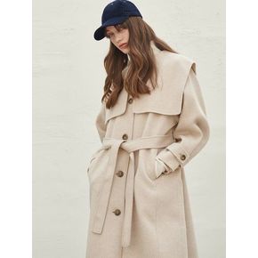 SAILOR COLLOR BELTED HANDMADE COAT_OATMEAL