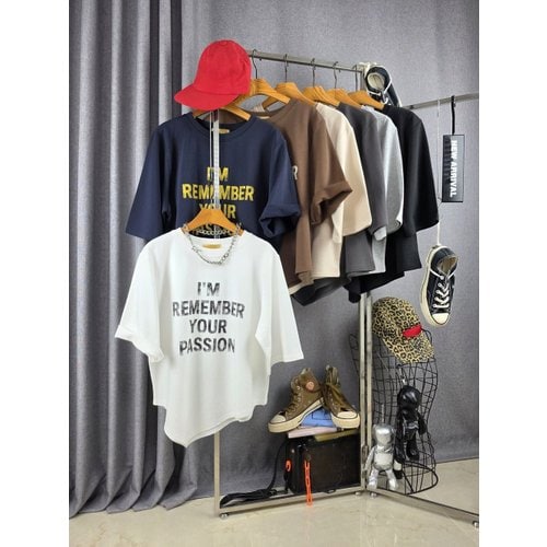 (블랙라벨 빅사이즈)리멤버 빈티지 레터링 언발 밑단 반팔 티셔츠 7color