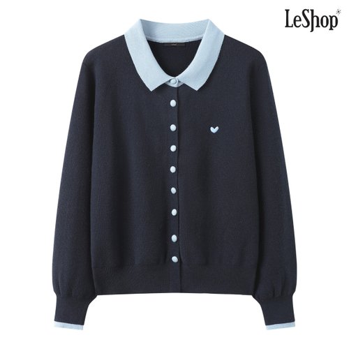 르샵 하트 자수 포인트 배색 니트 가디건 (DQ1CK006A)