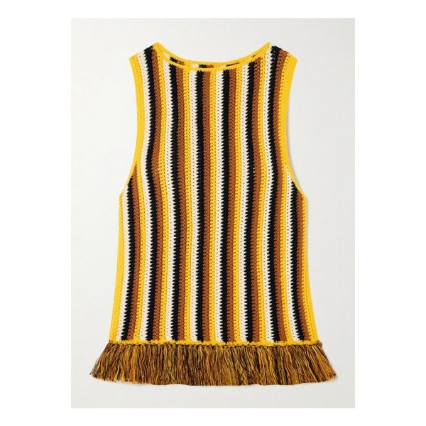 에스코비도 미스티 프린지 스트라이프 크로셰 코튼 탱크 옐로 46376663162878472
