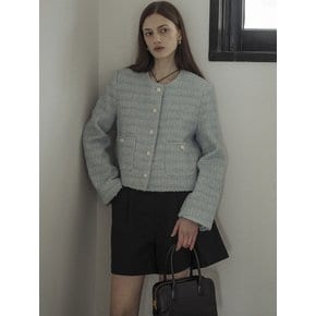 Single breasted nana tweed jacket_Sky blue